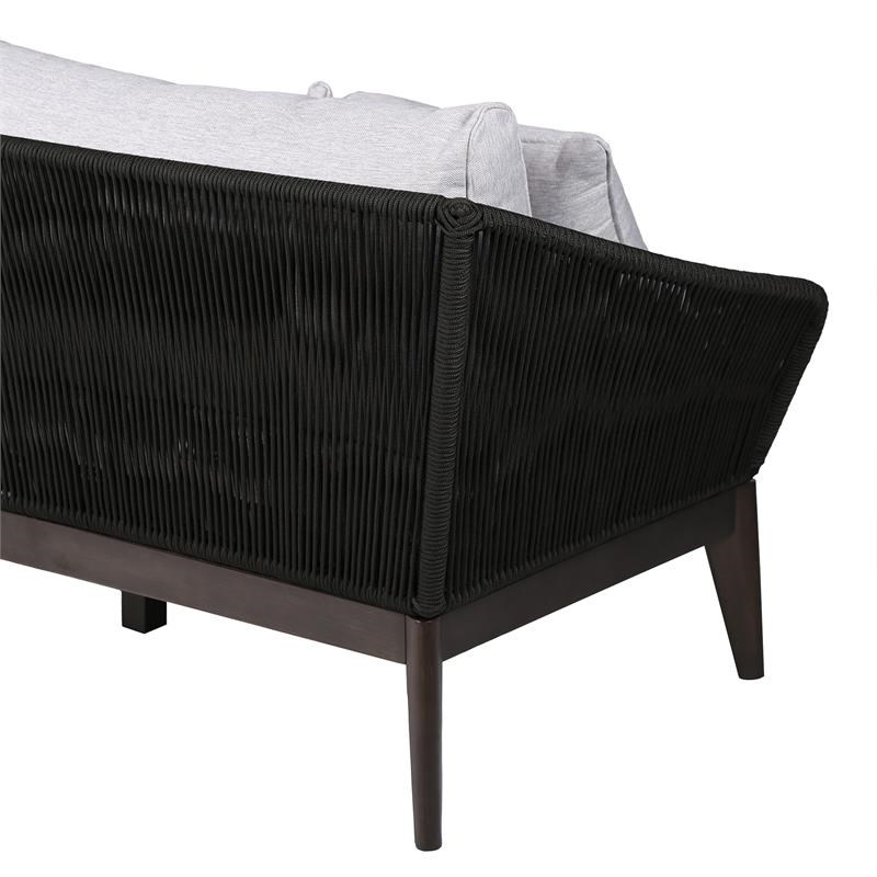 Armen Living Athos Outdoor Modern Fabric 3 Seater Sofa in Dark Brown/Gray