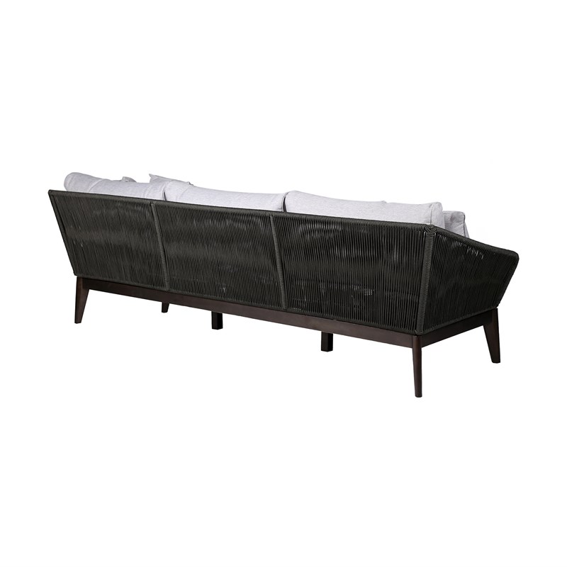 Armen Living Athos Outdoor Modern Fabric 3 Seater Sofa in Dark Brown/Gray