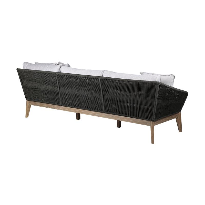 Armen Living Athos 3-Seater Modern Wood Outdoor Sofa in Natural/Gray