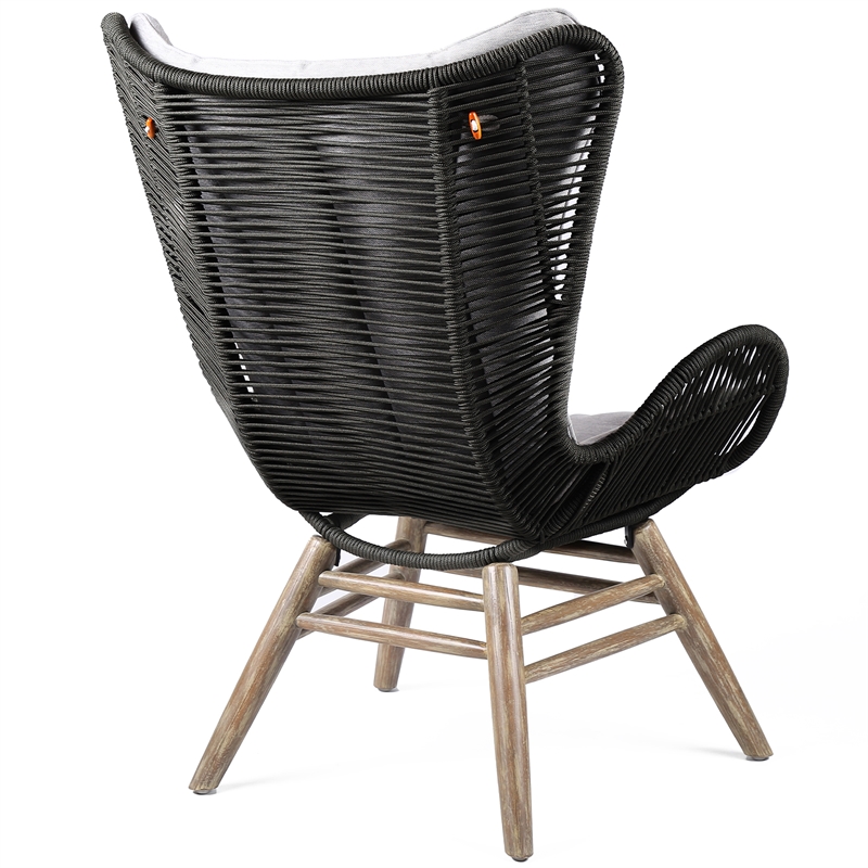 Armen Living King Wood & Fabric Outdoor Lounge Chair in Natural/Gray