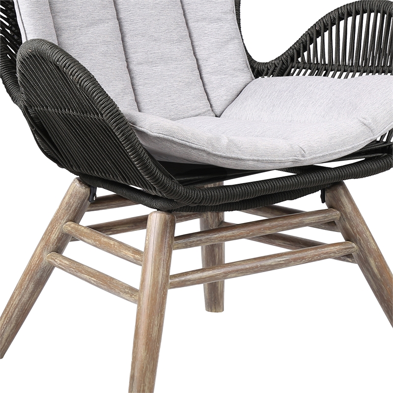 Armen Living King Wood & Fabric Outdoor Lounge Chair in Natural/Gray