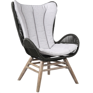 king outdoor lounge chair in light eucalyptus and grey cushion