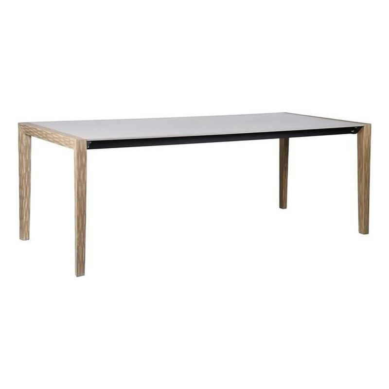 Armen Living Fineline Outdoor Rectangle Wood Dining Table in Natural/Gray