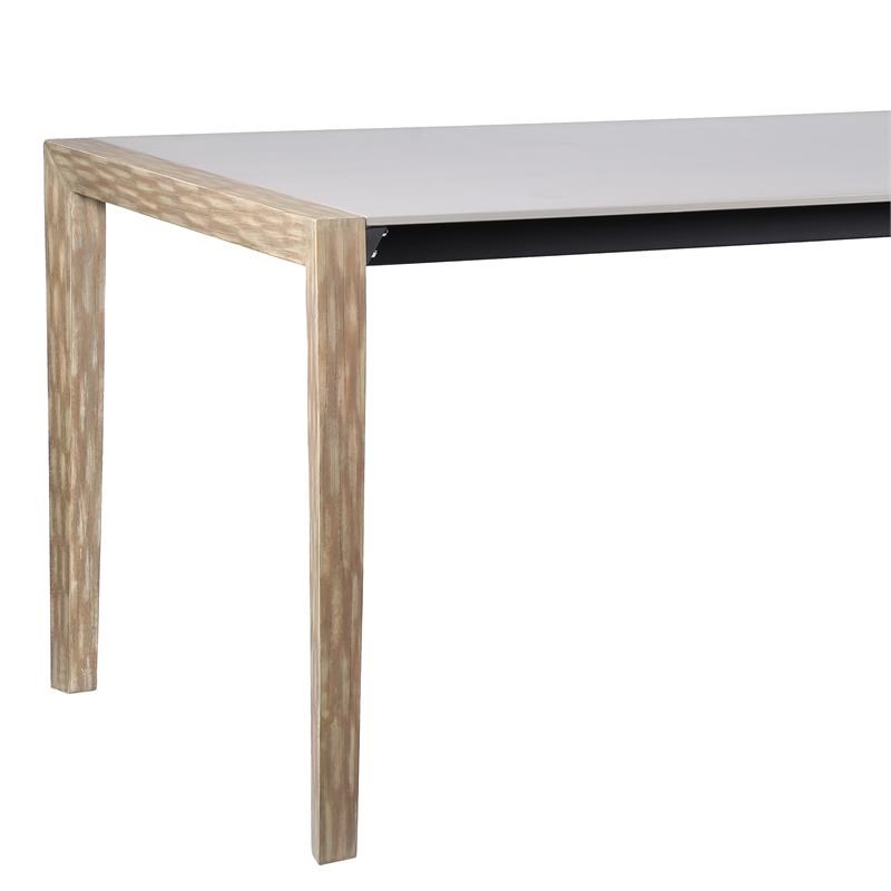 Armen Living Fineline Outdoor Rectangle Wood Dining Table in Natural/Gray