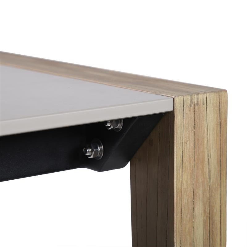 Armen Living Fineline Outdoor Rectangle Wood Dining Table in Natural/Gray