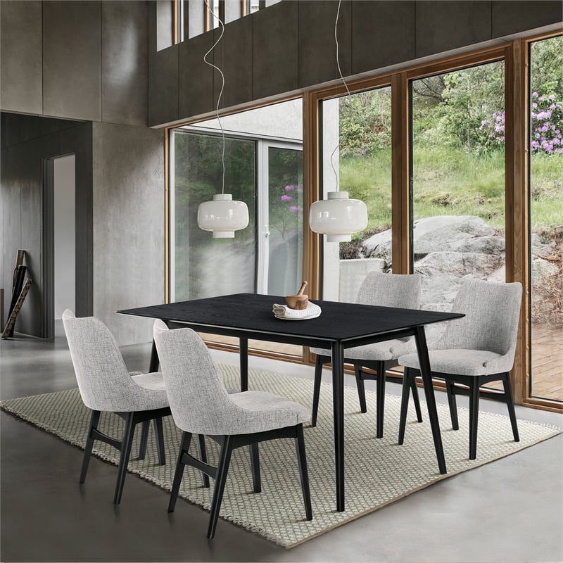 Armen Living Westmont and Azalea 5-Piece Modern Wood Dining Set in Black/Gray