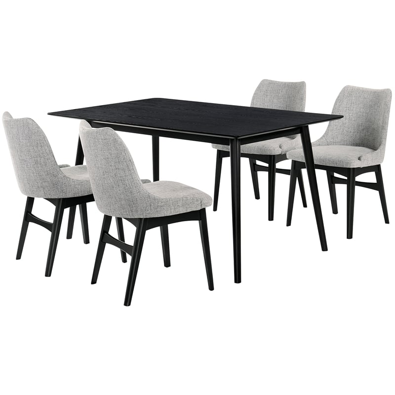 Armen Living Westmont and Azalea 5-Piece Modern Wood Dining Set in Black/Gray