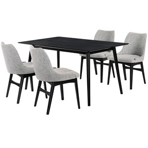 Armen Living Westmont and Azalea 5-Piece Modern Wood Dining Set in Black/Gray