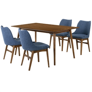 Armen Living Westmont and Azalea 5-Piece Modern Wood Dining Set in Brown/Blue