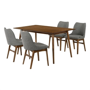 Armen Living Westmont and Azalea 5-Piece Fabric Dining Set in Charcoal/Walnut