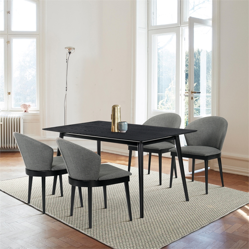 Armen Living Westmont and Juno 5-Piece Modern Wood Dining Set in Black/Charcoal