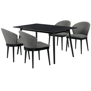 Armen Living Westmont and Juno 5-Piece Modern Wood Dining Set in Black/Charcoal