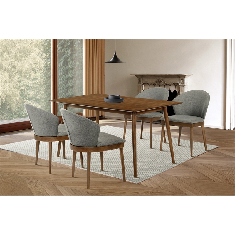 Armen Living Westmont and Juno 5-Piece Modern Wood Dining Set in Orange/Brown