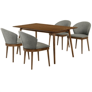 Armen Living Westmont and Juno 5-Piece Modern Wood Dining Set in Orange/Brown