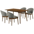 Armen Living Westmont and Juno 5-Piece Modern Wood Dining Set in Orange/Brown