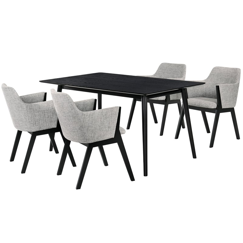 Armen Living Westmont and Renzo 5-Piece Fabric Dining Set in Gray/Black