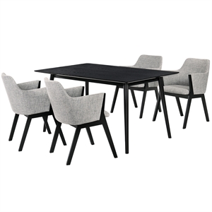Armen Living Westmont and Renzo 5-Piece Fabric Dining Set in Gray/Black
