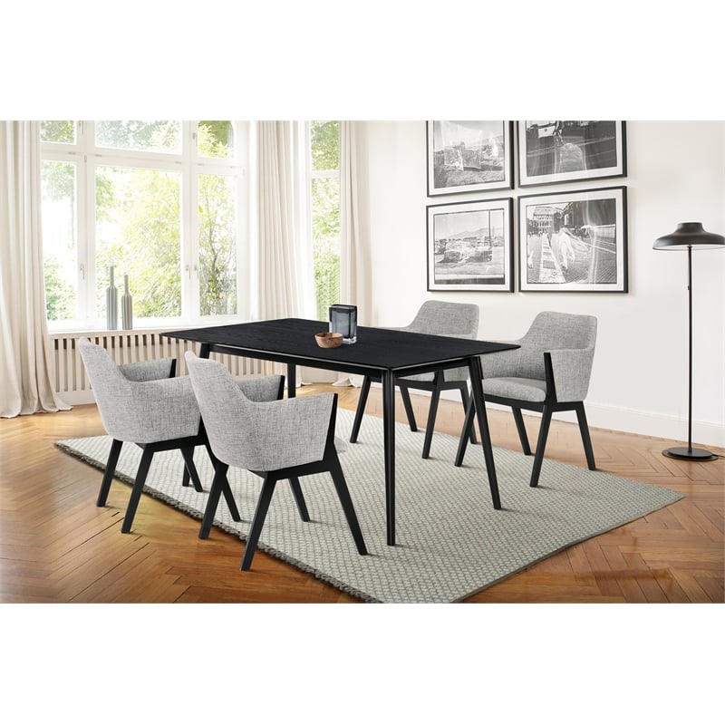 Armen Living Westmont and Renzo 5-Piece Fabric Dining Set in Gray/Black