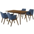 Armen Living Westmont and Renzo 5-Piece Modern Wood Dining Set in Blue/Brown