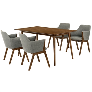 Armen Living Westmont and Renzo 5-Piece Modern Wood Dining Set in Charcoal/Brown