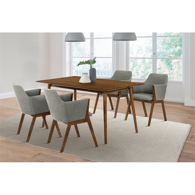 Armen Living Westmont and Renzo 5-Piece Modern Wood Dining Set in Charcoal/Brown