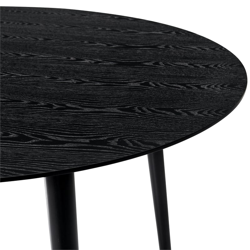 Armen Living Arcadia Round Contemporary Wood Dining Table in Black
