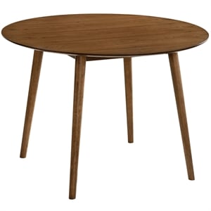 Armen Living Arcadia 42&quot Round Contemporary Wood Dining Table in Walnut