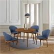 Armen Living Arcadia and Juno Round Wood 5-Piece Dining Set in Blue/Brown