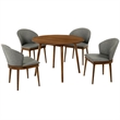 Armen Living Arcadia and Juno Round Wood 5-Piece Dining Set in Charcoal/Brown