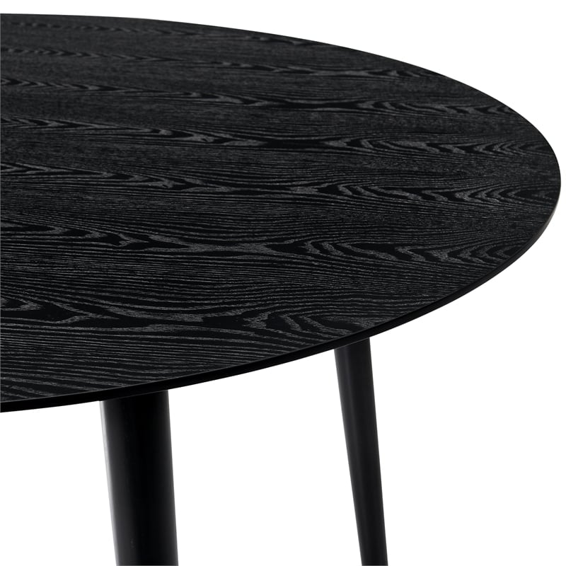 Armen Living Arcadia and Renzo Round 5-Piece Wood Dining Set in Gray/Black