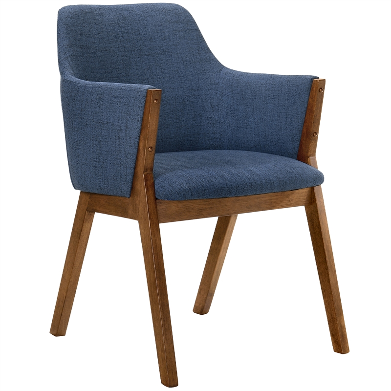 Armen Living Arcadia and Renzo Round 5-Piece Wood Dining Set in Blue/Brown