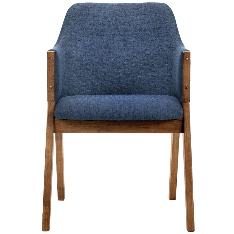 Armen Living Arcadia and Renzo Round 5-Piece Wood Dining Set in Blue/Brown