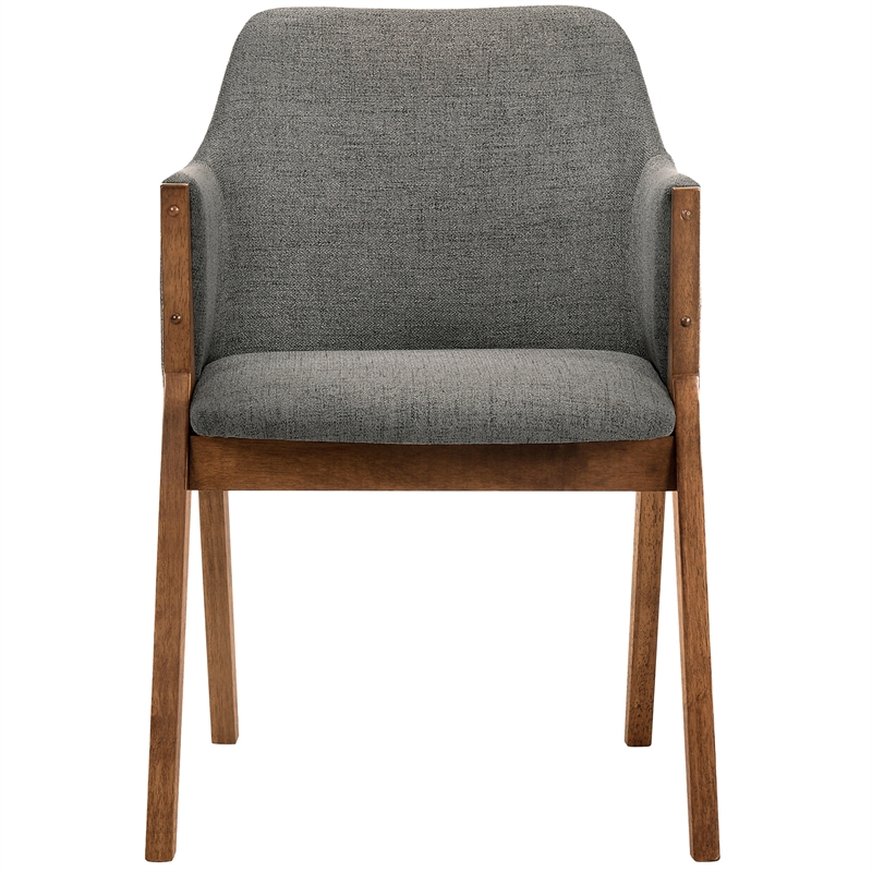 Armen Living Arcadia and Renzo Round 5-Piece Wood Dining Set in Charcoal/Brown