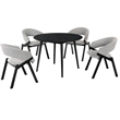 Armen Living Arcadia and Talulah Round Wood 5-Piece Dining Set in Gray/Black