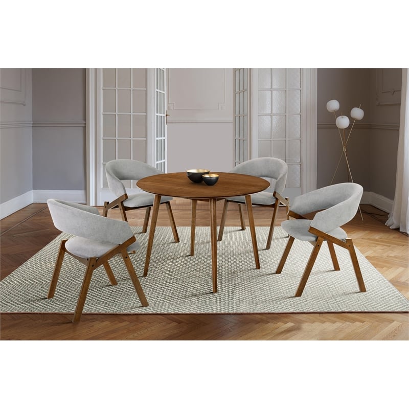 Armen Living Arcadia and Talulah Round Wood 5-Piece Dining Set in Gray/Brown