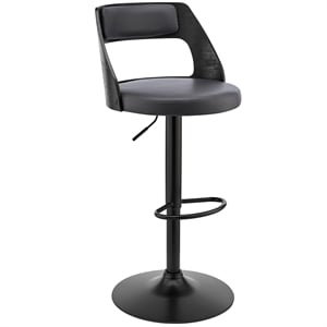 Armen Living Itzan 25-33&quot Faux Leather/Wood Swivel Bar Stool in Gray/Black