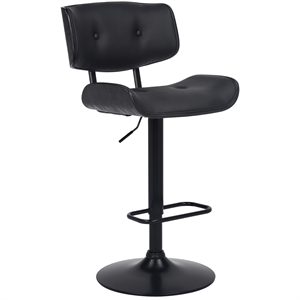 Armen Living Brooklyn 25-34&quot Faux Leather/Wood Swivel Bar Stool in Black