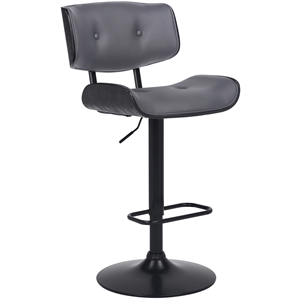 Armen Living Brooklyn 25-34&quot Faux Leather/Wood Swivel Bar Stool in Gray/Black