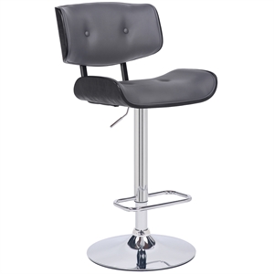 Armen Living Brooklyn 25-34&quot Faux Leather/Wood Swivel Bar Stool in Gray/Chrome