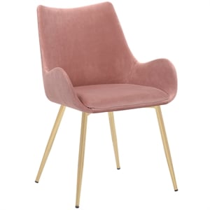 avery pink fabric dining room chair with gold legs