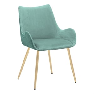 Armen Living Avery 18&quot Modern Fabric & Metal Dining Room Chair in Teal/Gold