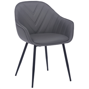 clover grey faux leather dining room chair with black metal legs
