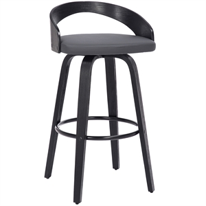 Armen Living Sonia 26&quot Modern Faux Leather Swivel Counter Stool in Gray/Black