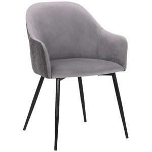 Armen Living Pixie 18&quot Fabric & Metal Dining Room Chair in Dark Gray/Black