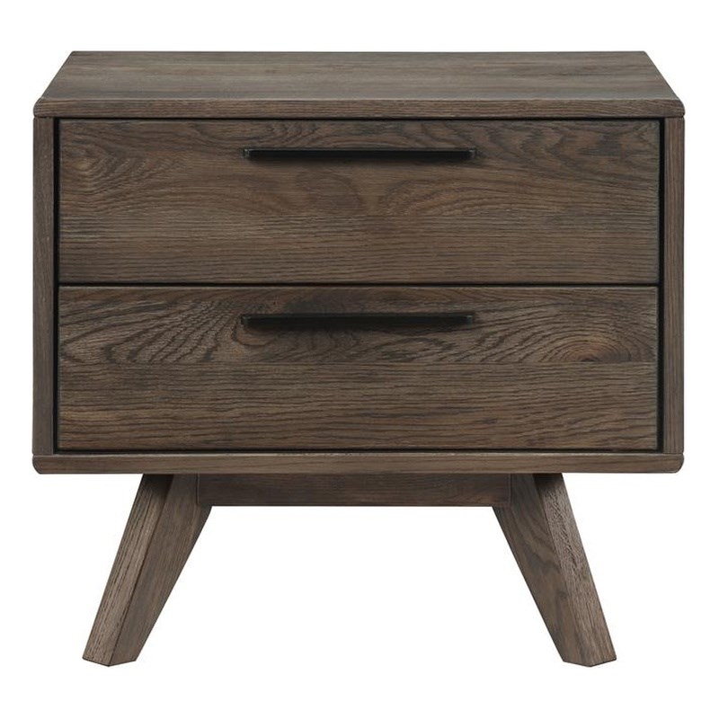 Armen Living Astoria 2-Drawer Modern Wood Nightstand in Brown