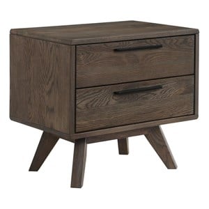 Armen Living Astoria 2-Drawer Modern Wood Nightstand in Brown