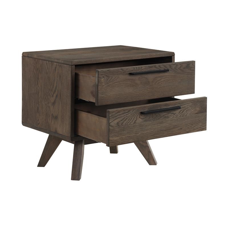 Armen Living Astoria 2-Drawer Modern Wood Nightstand in Brown