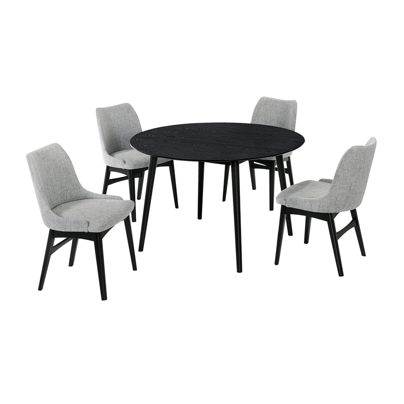 Armen Living Arcadia and Azalea 5-Piece Modern Metal Dining Set in Black/Gray