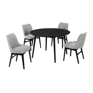 Armen Living Arcadia and Azalea 5-Piece Modern Metal Dining Set in Black/Gray