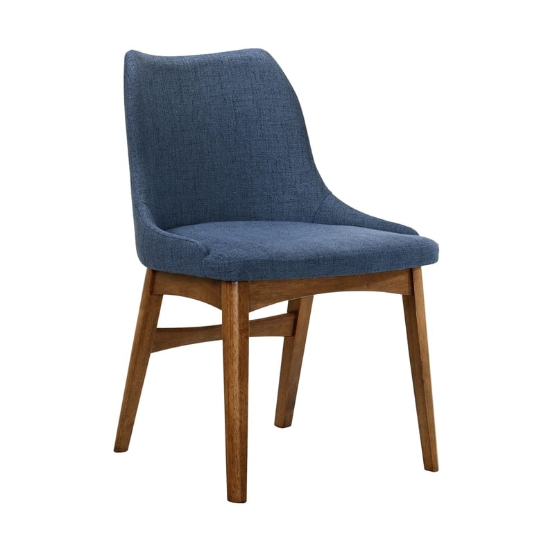 Armen Living Arcadia and Azalea 5-Piece Modern Metal Dining Set in Walnut/Blue
